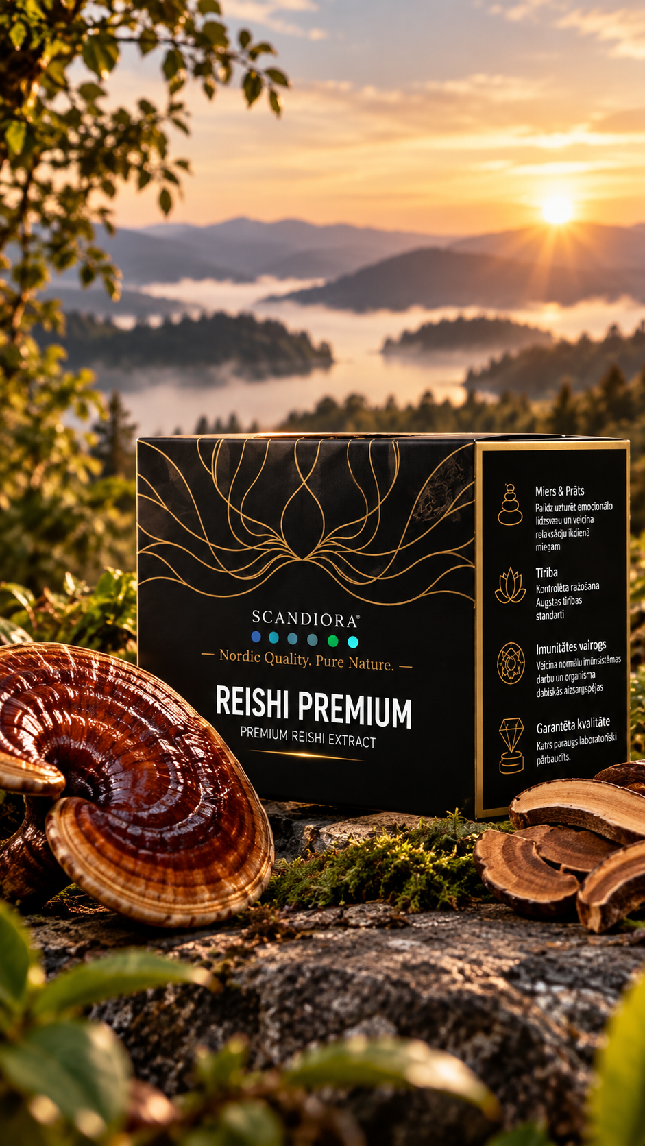 Scandiora Reishi Premium AI campaign visual